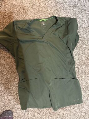 healing hands Olive Green V-Neck Medical Scrub Top